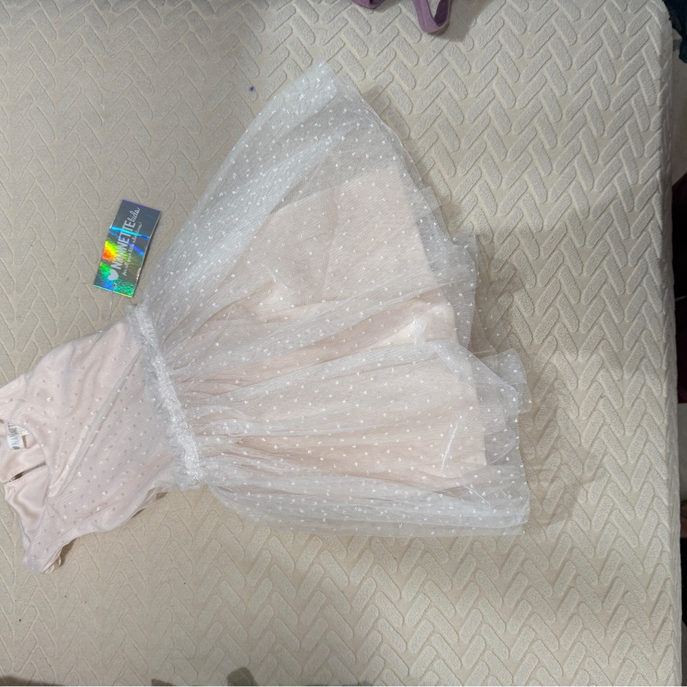Nannette Powder Pink and White A-Line Dress